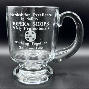 Vintage 1986 Topeka Shops Railway Award in Safety Excellence Clear Glass Mug